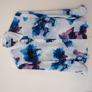 Floral Flowy Button Down Blouse